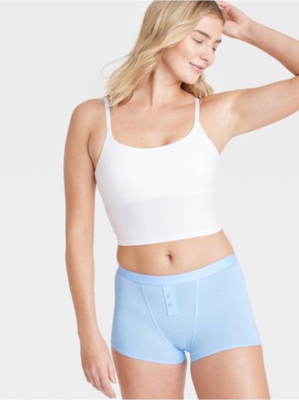 NWT Auden Light Blue Cotton Stretch Boyshorts